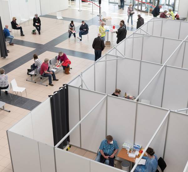 Blick auf das Impfzentrum